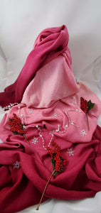 Merino wool shawls in pink (limited edition)