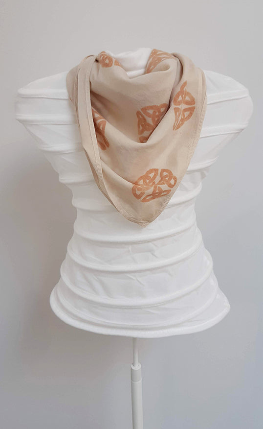 Hand Painted Organic Cotton Scarf- Celtic Shield knot