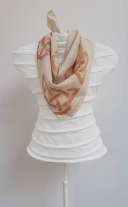 Hand Painted Organic Cotton Scarf- Celtic Triquetra knot
